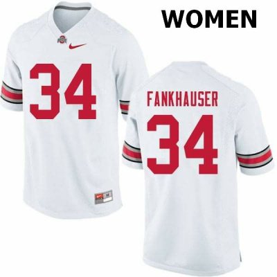 Women's Ohio State Buckeyes #34 Owen Fankhauser White Nike NCAA College Football Jersey Anti-slip FRO4244IX